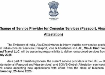 Indian Consular Service Centres in UAE to Transition to New Provider from July 1