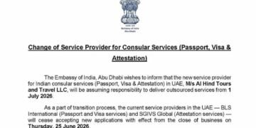 Indian Consular Service Centres in UAE to Transition to New Provider from July 1