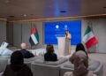 Italian Ambassador to the UAE presenting the Order of Merit insignia to Sheikha Bodour Al Qasimi at Al Bait Al Westi.