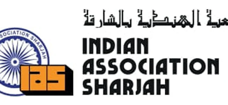 Sharjah Indian Association premises hosting a community consular service camp for Indian expatriates in the UAE.