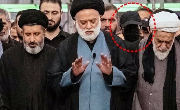 Labeled Iranian officials and mourners at the state funeral ceremonies of Ayatollah Ali Khamenei in Mashhad