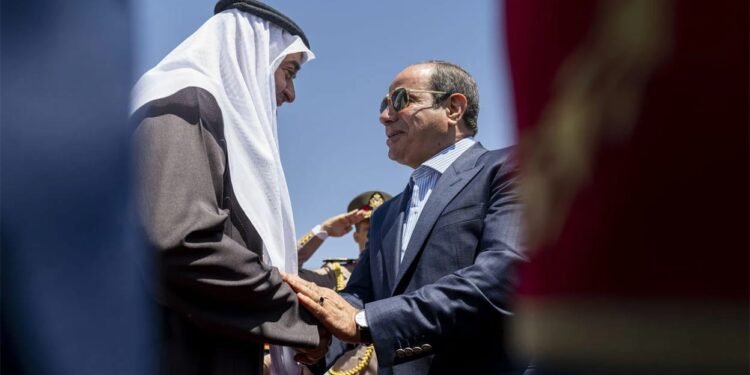 UAE President Sheikh Mohamed bin Zayed Al Nahyan and Egyptian President Abdel Fattah El-Sisi holding talks in Egypt.