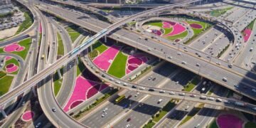 LiDAR-equipped vehicle surveying Dubai road network infrastructure at night