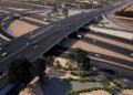 Aerial view of the newly opened four-lane RTA bridge at Al Qudra Road intersection in Dubai.