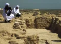 Stone blocks and archaeological excavations at an ancient UAE site