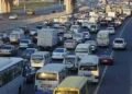 Traffic on a busy UAE highway during the morning rush hour.