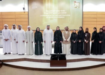 UAE Pavilion Youth Ambassadors from Expo 2025 Osaka hosted an interactive session at UAE University, highlighting cultural diplomacy, global leadership, and pavilion operations.