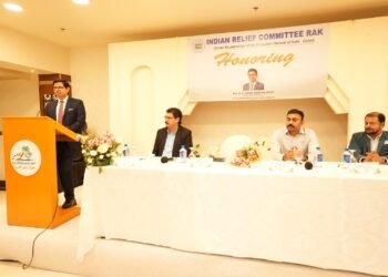 Consul General Dr. E. Vishnu Vardhan Reddy met Indian expatriate and business leaders at an Indian Relief Committee reception in Ras Al Khaimah.