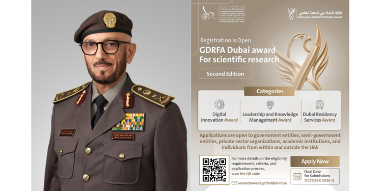 GDRFA Dubai opens submissions for the second edition of its Scientific Research Award. Researchers and institutions worldwide can apply across 3 categories by Oct 15.