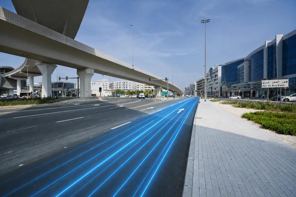 Flow of vehicles on Al Ittihad Road moving toward the upgraded Al Qiyadah Intersection in Deira, Dubai